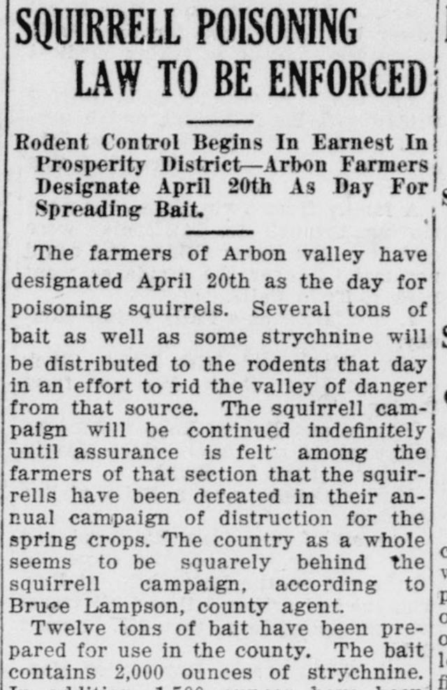 The opening of the article as printed in the American Falls Press, April 9, 1920, page 1. Library of Congress, Chronicling America.