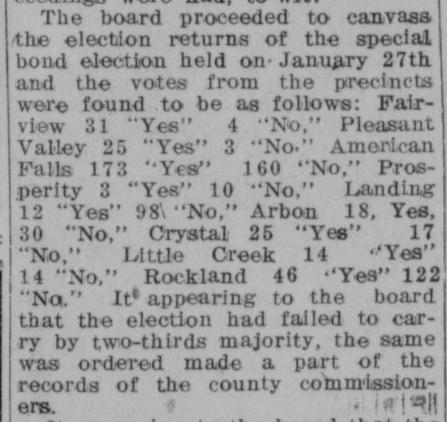 The article as printed in the American Falls Press, February 26, 1914, page 5. Library of Congress, Chronicling America.