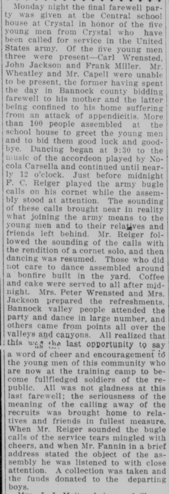 The article as printed in the American Falls Press, October 5, 1917, page 3. Library of Congress, Chronicling America.