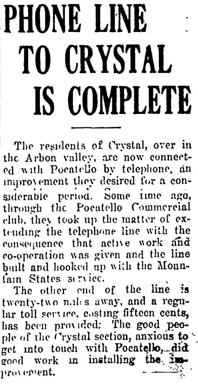 The article as printed in the Pocatello Tribune, July 9, 1917, page 1. Marshall Public Library, Pocatello.