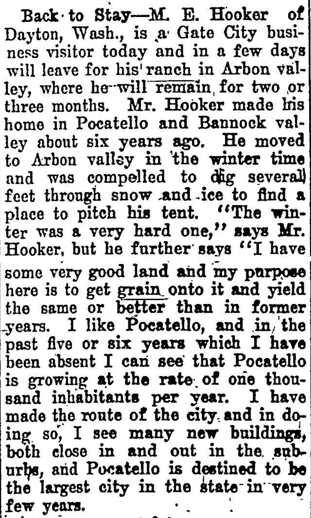 The article as printed in the Pocatello Tribune, July 24, 1914, page 5. Marshall Public Library, Pocatello.