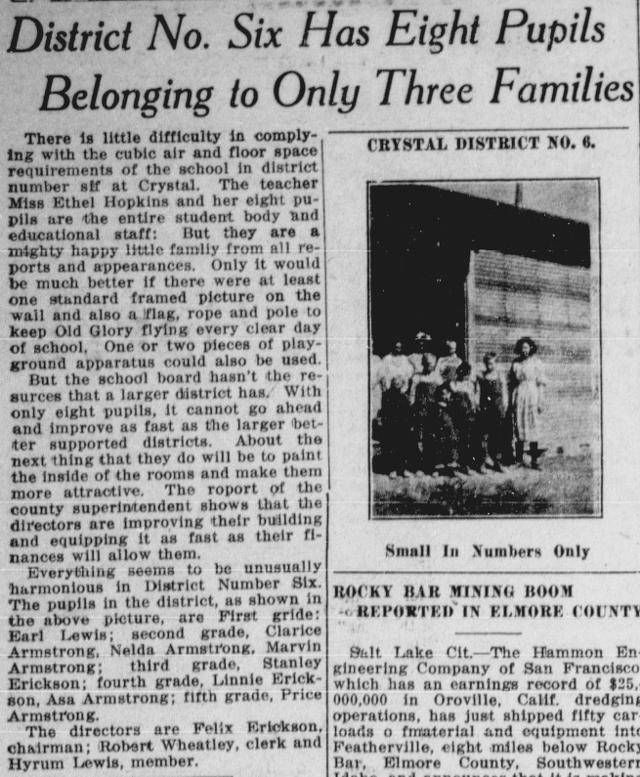 The article as printed in the American Falls Press, December 23, 1921, page 4. Library of Congress, Chronicling America.
