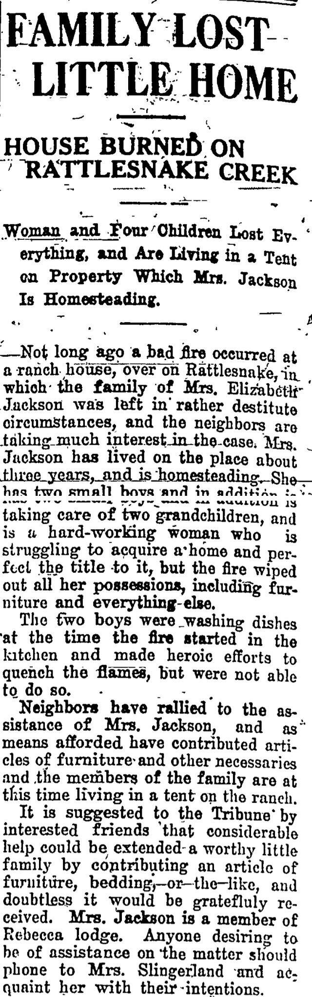 The article as printed in the Pocatello Tribune, July 21, 1914, page 8. Marshall Public Library, Pocatello.