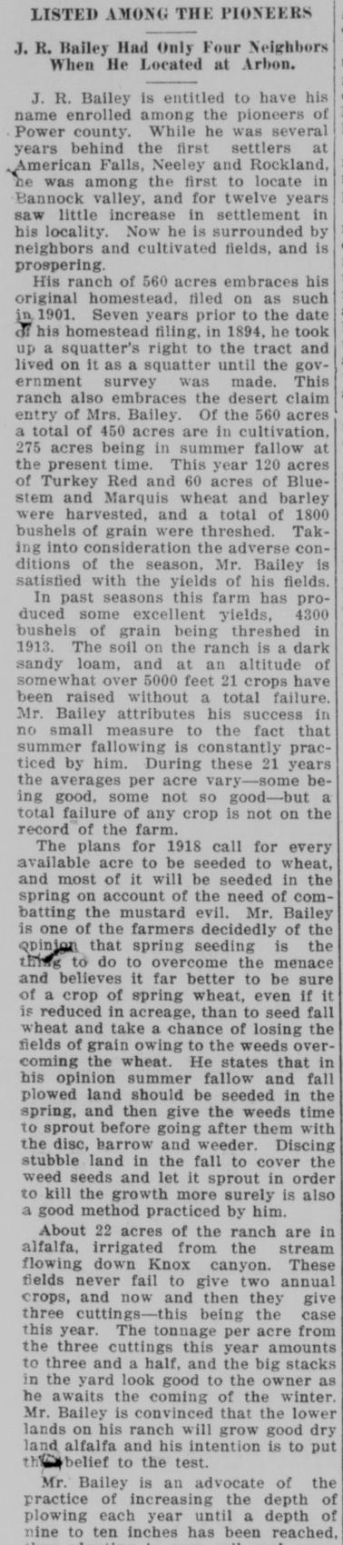 The opening of the article as printed in the American Falls Press, November 20, 1917, page 3. Library of Congress, Chronicling America.