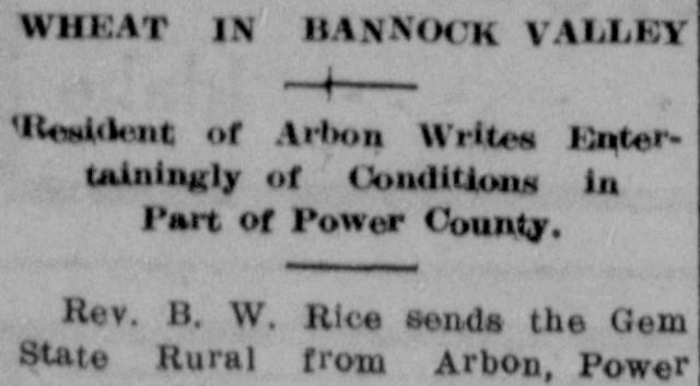 The opening of the article as printed in the American Falls Press, August 7, 1913, page 6. Library of Congress, Chronicling America.