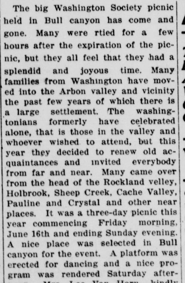 The opening of the article as printed in the American Falls Press, June 22, 1916, page 8. Library of Congress, Chronicling America.