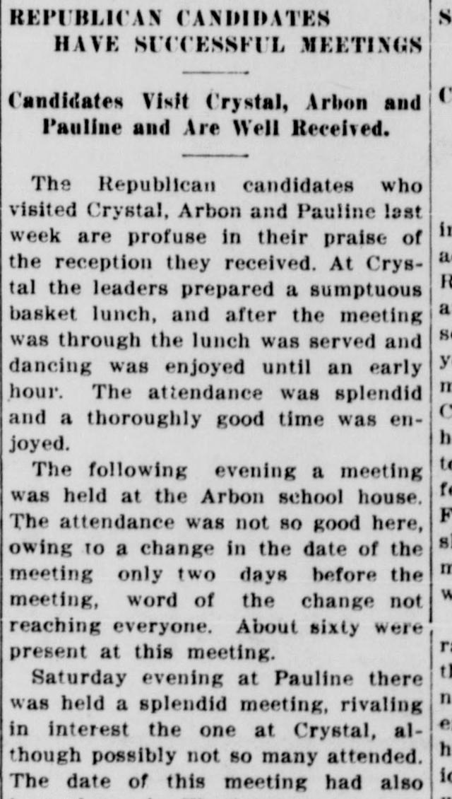 The opening of the article as printed in the American Falls Press, October 29, 1914, page 1. Library of Congress, Chronicling America.